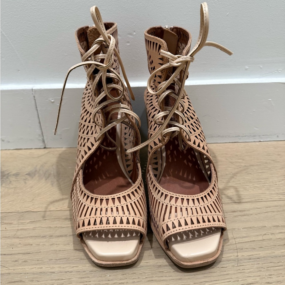 Jeffrey Campbell Rodillo laser-cut leather wedge sandals